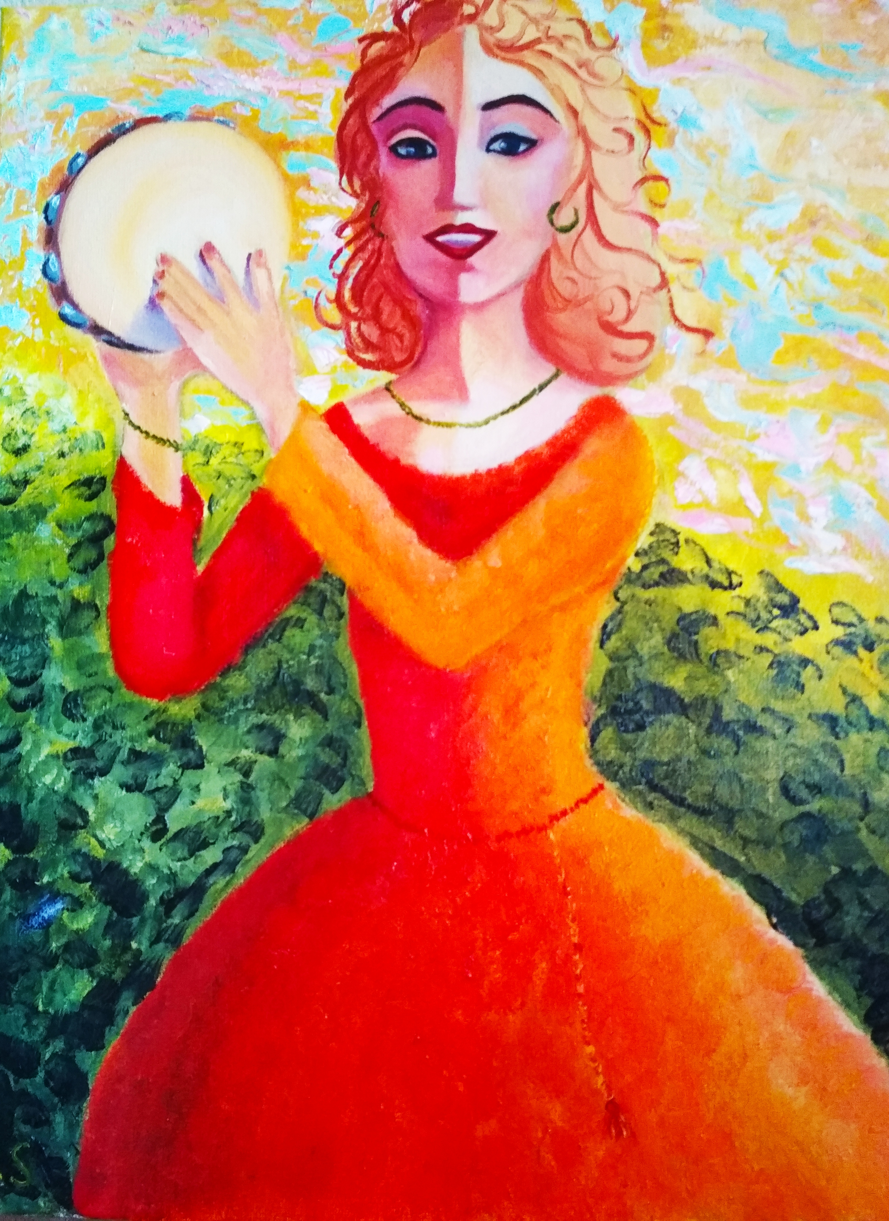 A girl with tambourine