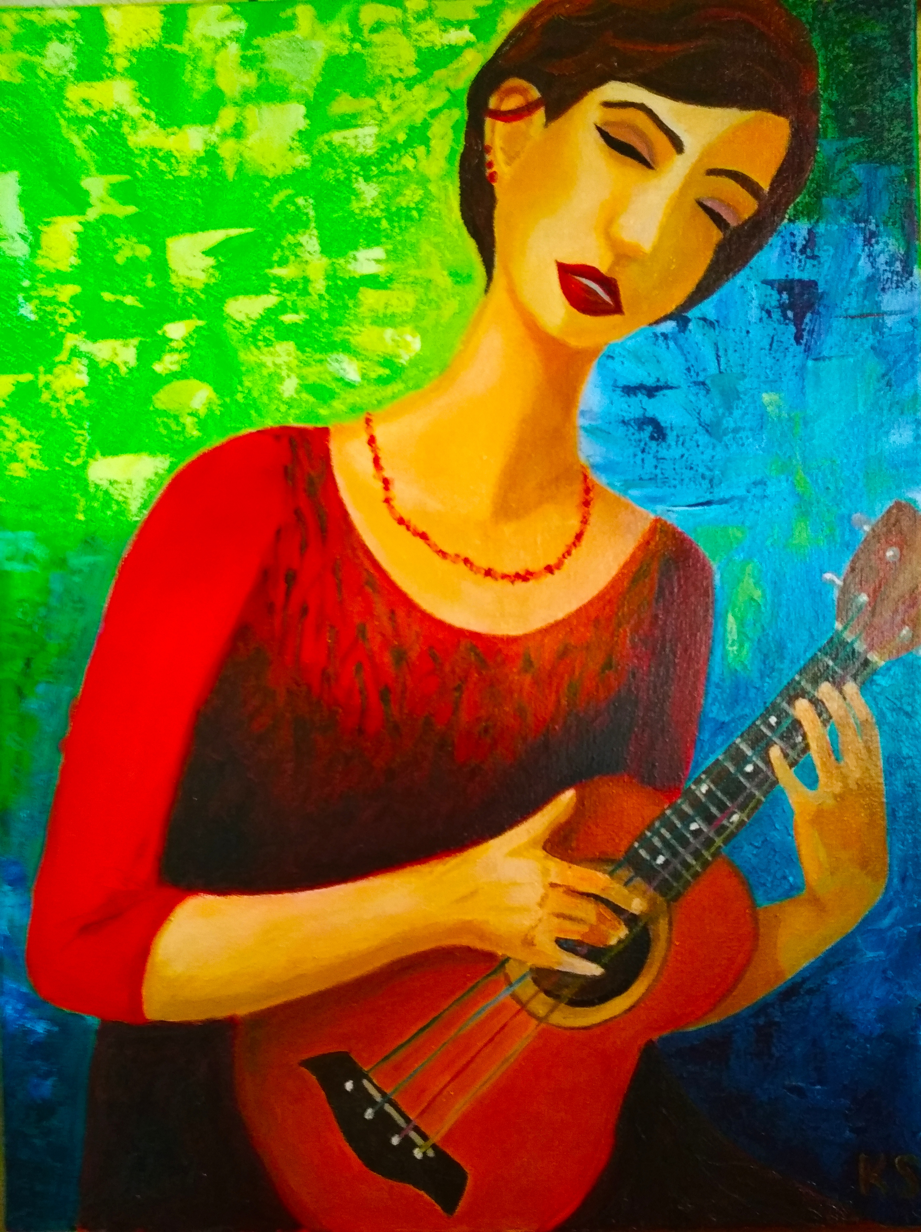 A girl with ukulele